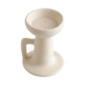 Minimalist White and Beige Ceramic Candle Holder With Handle Custom Tealight Candlestick Home Decoration