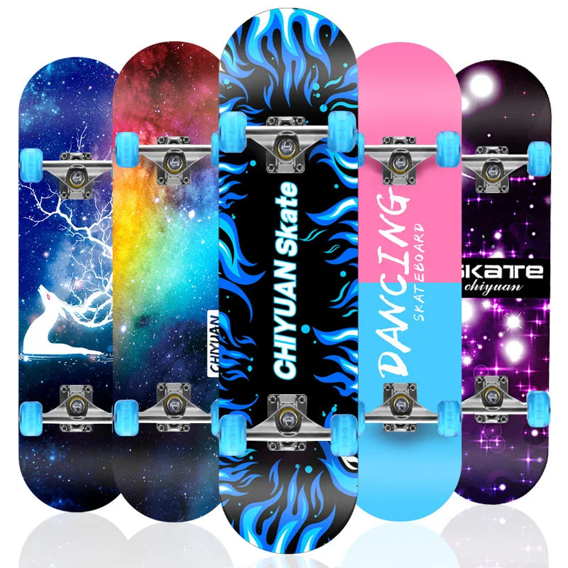 Beginner Double Kick Skateboard 4 PU Wheels Aluminium PU Metal Frame Custom Logo Color Customized Wooden Completes Skate Board
