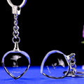 Free Shipping Hot Products Customs Heart Glass Keychain Rose 3d Etched Crystal Keychain for Valentine Day Gifts