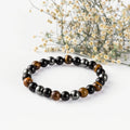 Handmade Mens Natural Stone Beaded Bracelet Fashion Lava Rock Wristband with Crystal Energy Healing Jewelry Beaded Bangles