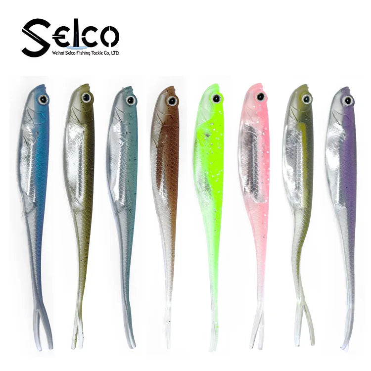 Selco Zander Bass Flash Foil Crappie Lure Fork Like Tail Fishing Lure Soft Fishing Soft Lures