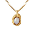Original Designs 18K Gold Plated Natural Fresh Pearl Irregular Pendant Stainless Steel Necklace Fashion Jewelry