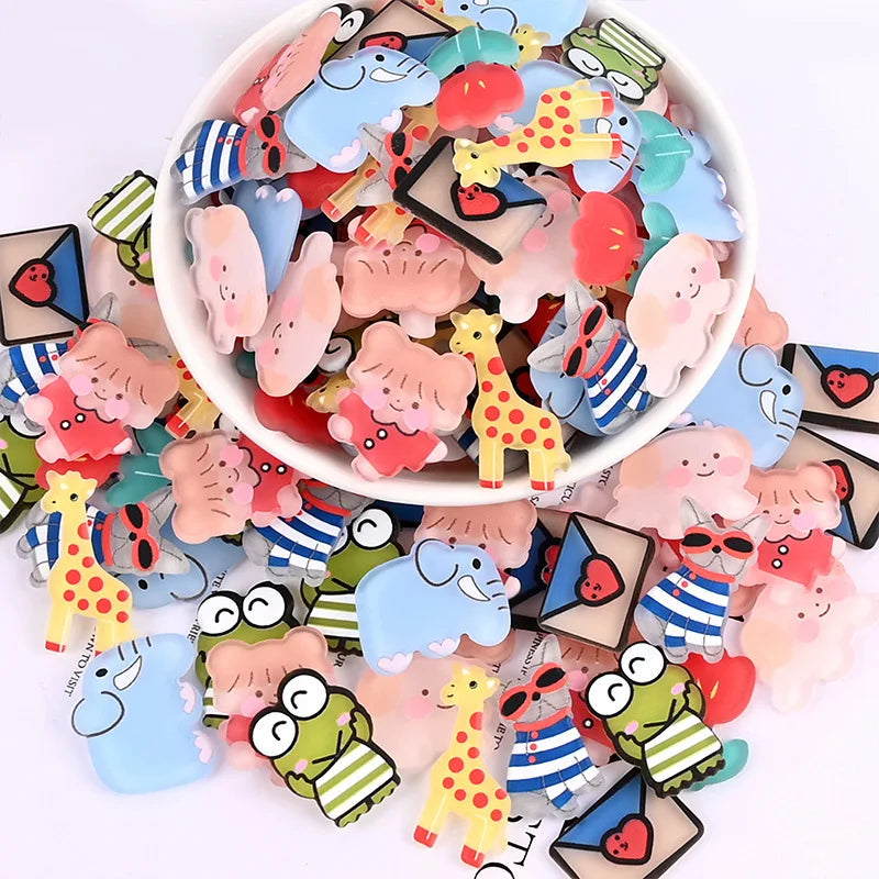 Resin Animal Cat Flower Flat Back Resin Charms Cabochon for Slime Filler Kid DIY Mobile Phone Hairclip Keychain Decoration Craft