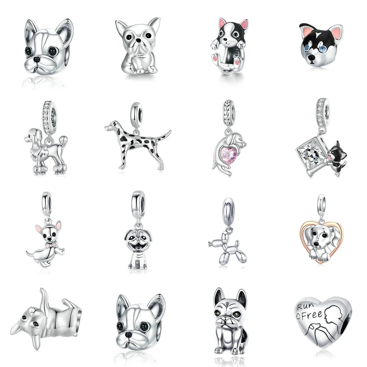 Animal Charm Jewelry Silver 925 Dog Sterling Silver Cute Charm for Jewelry Making