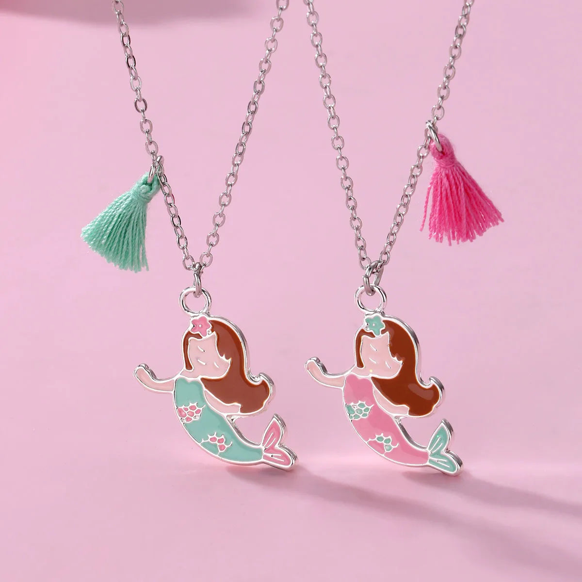 Best Friend Necklaces for 2 Mermaid Whale Mermaid Fish Enamel Pendant Best Friend Necklaces for Bestie Couple Girls