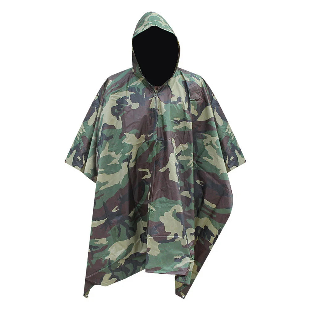 Camouflage Eco-Friendly Oxford Cloth PVC Coated Four Seasons Outdoor Activities Rain Cloak MegaBDM