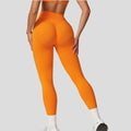 Wholesale Elastic Breathable Soft Peach Hip Tight Slim Yoga Pants High Waist Lifting Buttocks Athletic Running Leggings Solid