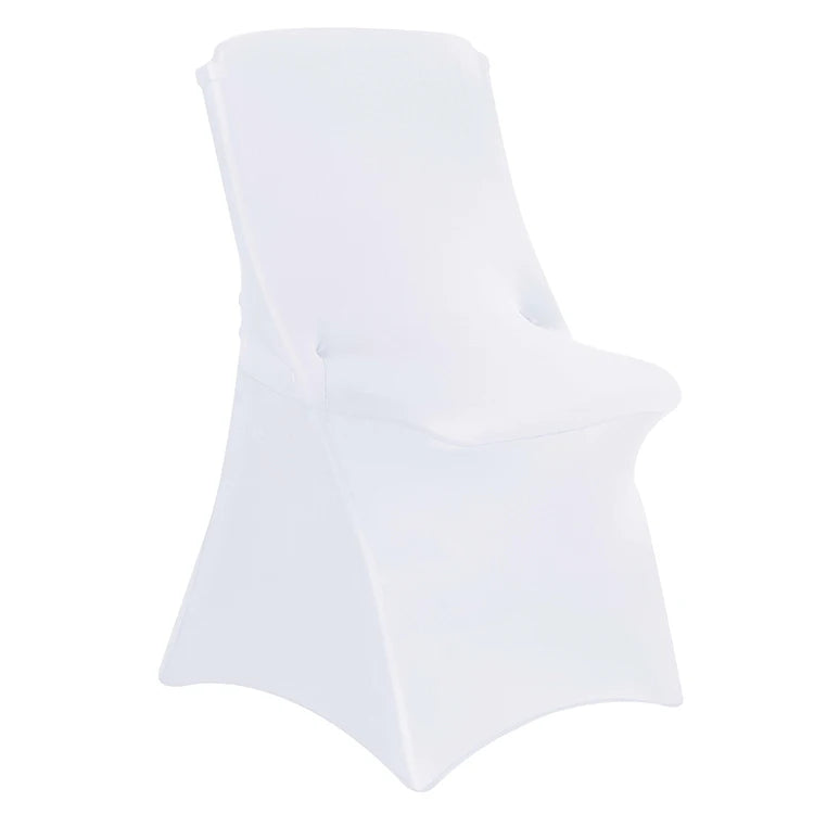White 1pcs Universal Folding Chair Slipcovers Living/Dining Room Stretch Chair Covers Polyester Plain Spandex Protector