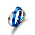 Hot Sale Two Circle Rings Crossed Unisex Stainless Steel Rhodium Plated Romantic Lovers' Ring for Wedding Engagement Gift