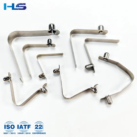 Custom Stainless Steel Metal Tent Pole Paddle Tube and Rod Snap V-Clip Lock V Shaped Flast Single Double Button Pin Spring Clip