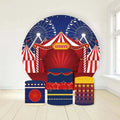 Custom 6FT Fabric Background Party Decoration With Dessert Plinth Cylinder Circus Theme 2m Round Circle Backdrop Stand Cover
