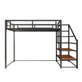 2025 Adults Full Size Metal Double Loft Bed Frame with Desk Stairs Queen Size for Home School Hotel Use Direct Factory Supply