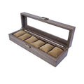 Custom Logo Luxury Retro PU Leather 6 Slot Durable Watch Storage Packaging Box with Buckle Closure Watch Organizer Case for Men