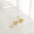Moge Jewelry Wide Three Layer Round Bead Hollow Heart Opening Index Finger Ring Waterproof Adjustable Ring Set for Women