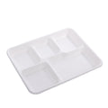 BioKing Sugarcane Pulp Disposable 5-Compartment Food Tray Biodegradable and Compostable Bagasse Serving Tray