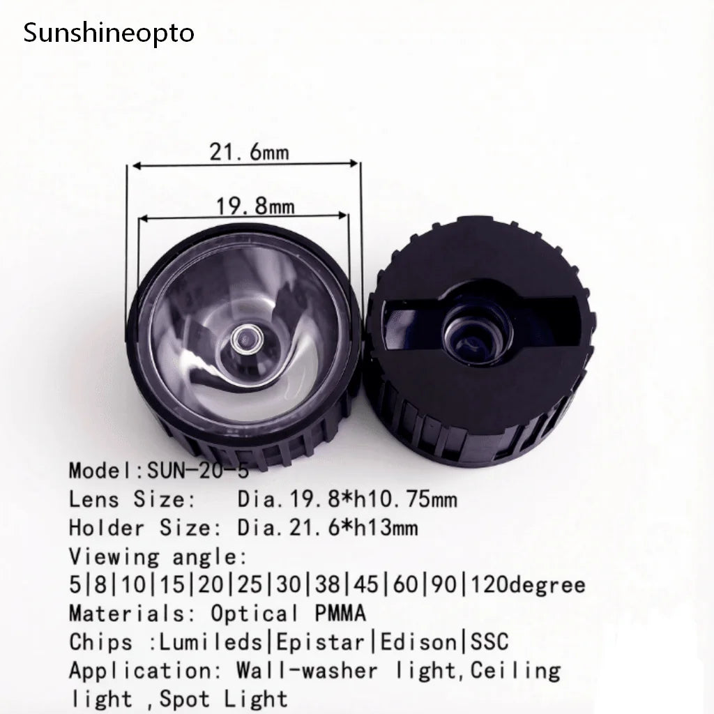 Bulk Buy 20mm LED Lens Clear PMMA Integrated Optics With Holder for Commercial Spotlight and Downlight Retrofit Kit
