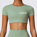 Gym Wear Crop Top Femme Ropa Deportiva Mujer High Strength Tight Short Sleeve Fitness Yoga Wear Crop Top Women's Clothing
