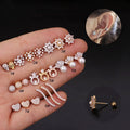 Gaby 20 Gague Gold-Plated Zircon Earring Trendy Heart Skull Cartilage Star Design Helix Tragus Barbell Stud for Tragus Piercing