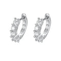 White Gold Plated 925 Sterling Silver 3mm VVS Moissanite Huggie Hoop Earrings for Women Elegant & Luxurious Jewelry Accessory