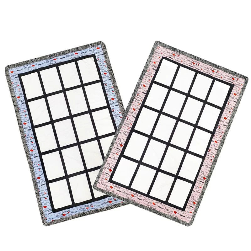 Qualisub Hot Blue Pink I LOVE YOU 20 Panels Blanket Sublimation Blankets Blanks in Custom Printing