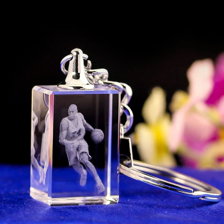 Wholesale Professional Customized Laser Engraving Crystal Keychain 3d Crystal Religious Keychain