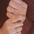 Ouj Silver Couple Band Zircon Ring Adjustable Sterling Silver His and Hers Rings Wedding Anniversary Ring Valentines Day Gift