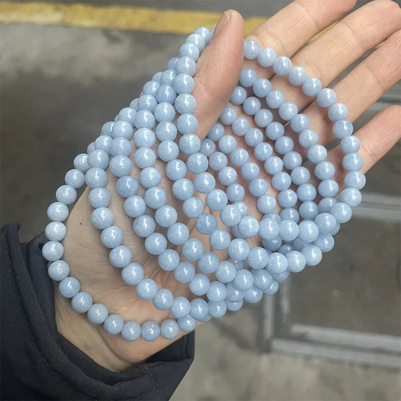 New Product  Angelite Bracelet Women's Elegant Simple Blue Gemstone Natural Elegant Angelite Stone Bracelet for Women Girls