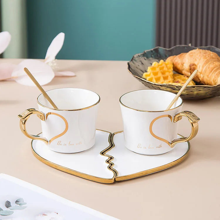 Nordic Style Ins Ceramic Mugs and Saucers Set Wholesale Home Coffee Tea Cups Porcelain Cup and Saucer