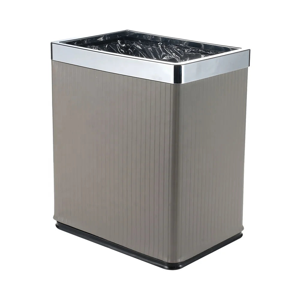 Small Luxury Leather Metal 2.6 Gallon 10L Open Top Lid Slim Storage Bucket Trash Can Fire-Proof Leak-Proof Eco-Friendly FRINS