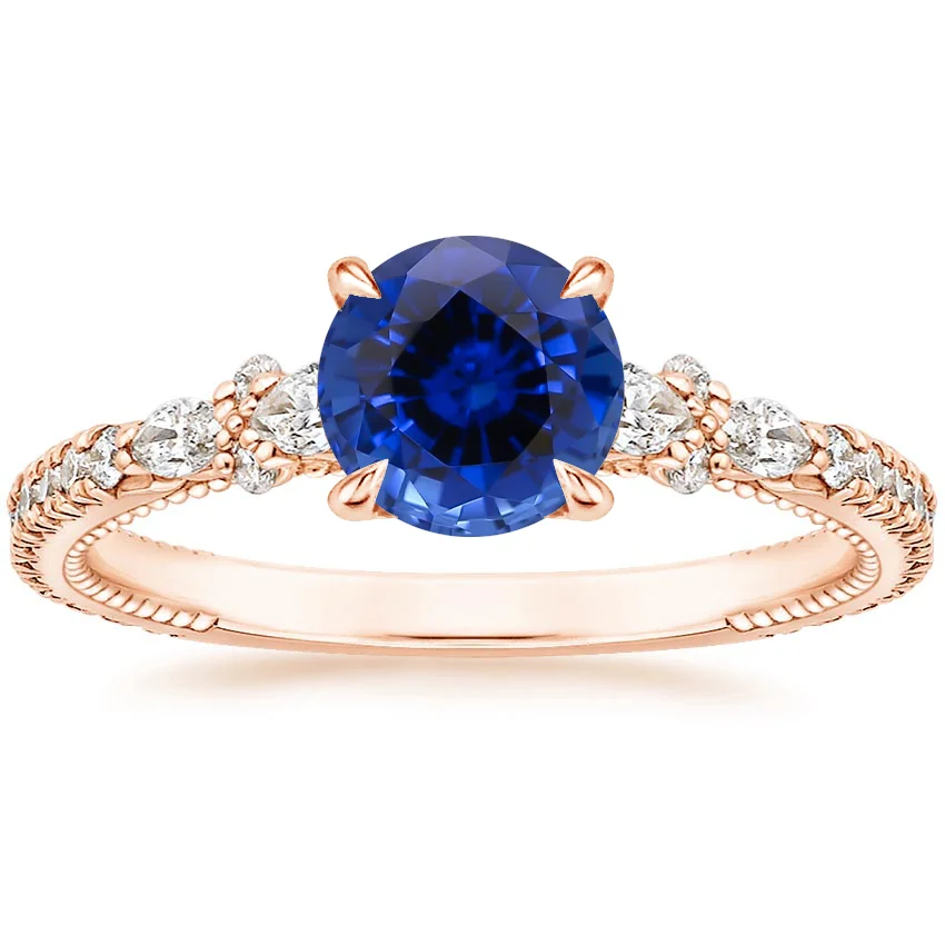 Hot Selling Rose Gold Plated Jewelry Round Cut Sapphire Ring CZ Women Jewelry Custom Finger Ring