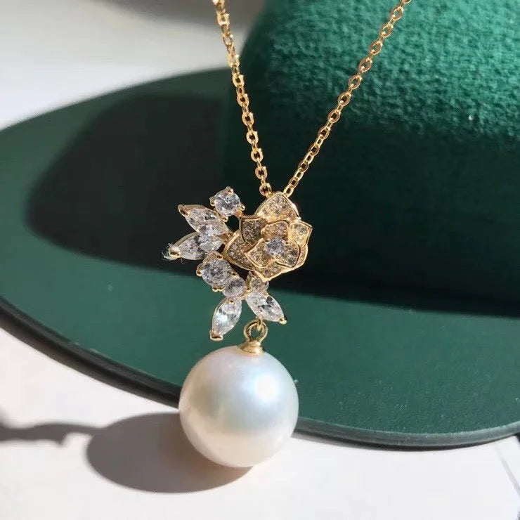 P473 11-13mm DIY Natural  Freshwater Pearl Charm Pendant Accessory 925 Sterling Silver Jewelry for Women Without Chain