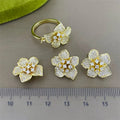 925 Sterling Silver Jewelry Findings Pendant Earring Ring Jewelry Set without Pearl and Chainflower Designwholesale Price