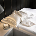 100% Silk Satin Bamboo Pillowcase Luxurious Flying Edge Custom Woven for Home and Hotel Use Solid Pattern for Hair Skin Care