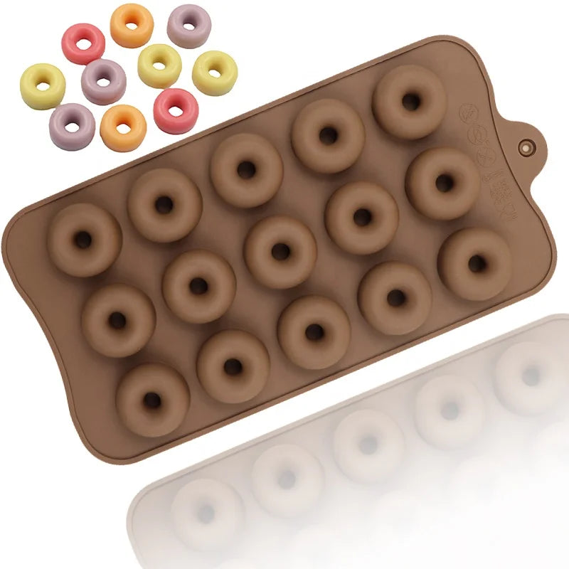 1052 15 Cavity Doughnut Silicone Cake Mold DIY Manual Chocolate Mold Biscuit Mold Diy Resin Silicone Chocolate Diy Candy Bpa Fre