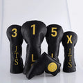 Wholesales Customs Patch Embroidery All Black Golf Headcover Sets Ready to Ship