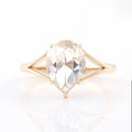 Customized Available 14k Rose Gold DEF 9x12mm Pear Single Rose Cut Moissanite Diamond Ring with Split Band
