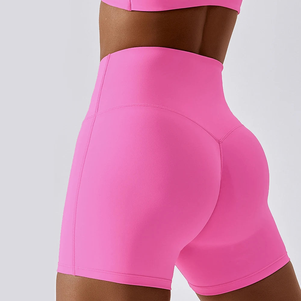 OEM Spandex Solid High Waisted Elastic Waist Workout Biker Shorts for Women Gym Fitness Compression Booty Yoga Shorts
