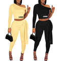 Custom One Shoulder Women Clothing Summer Set Woman Tracksuit Matching Vacation Set 2 Pieces Pants Set
