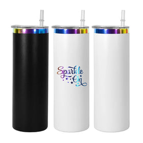 US Warehouse Stocked Holographic Rainbow Plated 20oz Stainless Steel Tumbler Vacuum Insulated 20oz Straight Tumbler 25pcs/ctn
