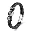 Luxury Premium 2024 Trend Stainless Steel Cross Skull Genuine Leather Bracelet for Couples Boyfriend's Fashion Bangles