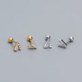 Wholesale Fashion Jewelry 925 Sterling Silver CZ Diamond V-shaped Gold Plated Stud Earring Jewelry for Women