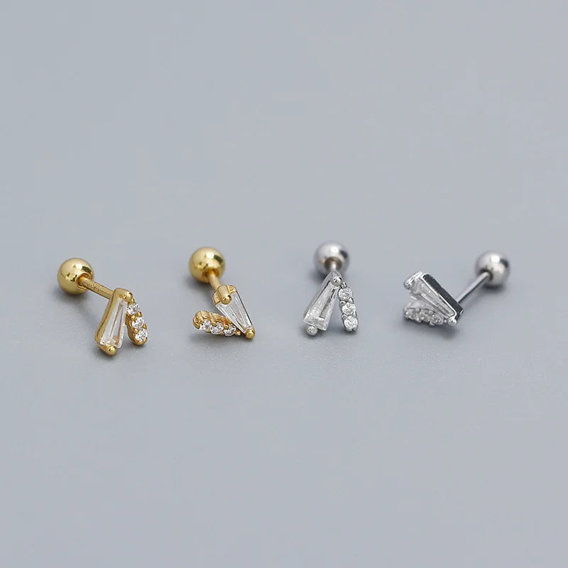 Wholesale Fashion Jewelry 925 Sterling Silver CZ Diamond V-shaped Gold Plated Stud Earring Jewelry for Women