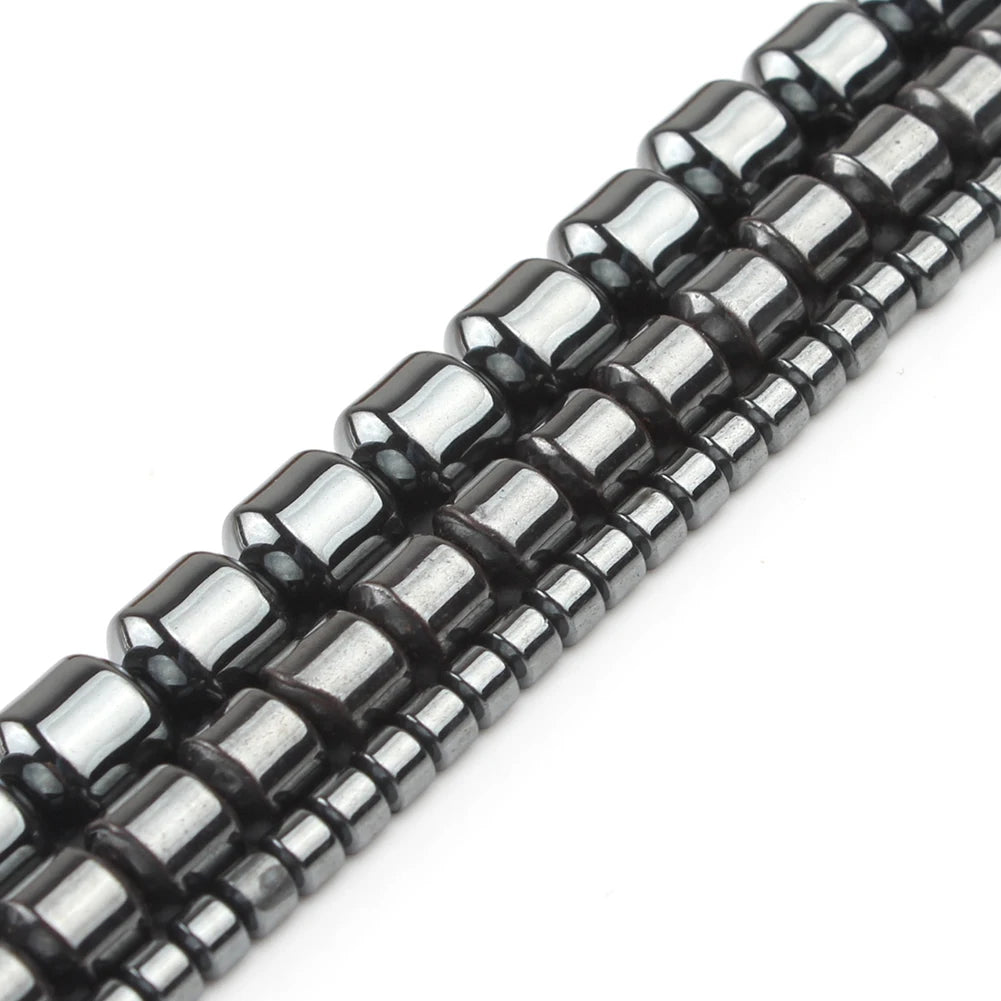 Wholesale 3*3mm/6*5mm/8*7mm Cylinder Shape Black Hematite Stone Beads for Jewelry Making DIY