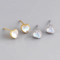 S925 Sterling Silver Colorful Glass Heart Dainty Mini Stud Earrings for Women Girls Fine Jewelry EH1520