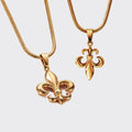 Trendy Fleur De Lis Pendant Women Accessories Jewelry Stainless Steel 18k Gold Round Snake Chain Flower Pendant Lily Necklace
