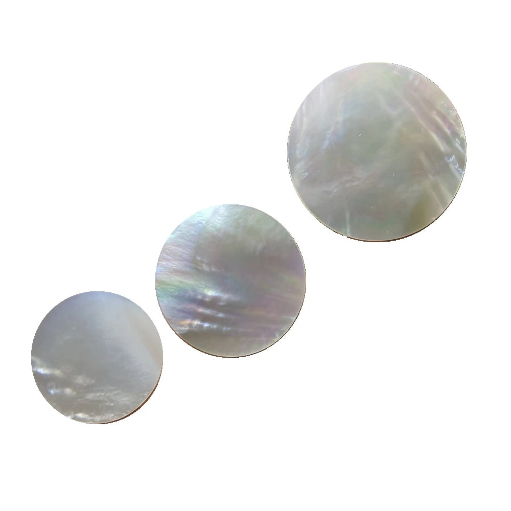 HQ GEMS Hand Make 30 40 50mm Hight Quality Double Flat Shell Natural White Celluloid Mother of Pearl Price Coins Sheet