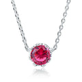 Daily Wear Simple Design 925 Sterling Silver Necklaces Round Ruby Aaa Crystal Long Necklace Pendant