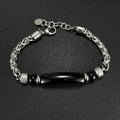 Tiger Eye Onyx Beaded Natural Stone Bracelets Men Stainless Steel Wheat Chain Wristband Gifts for Men Bracelet Jewelry