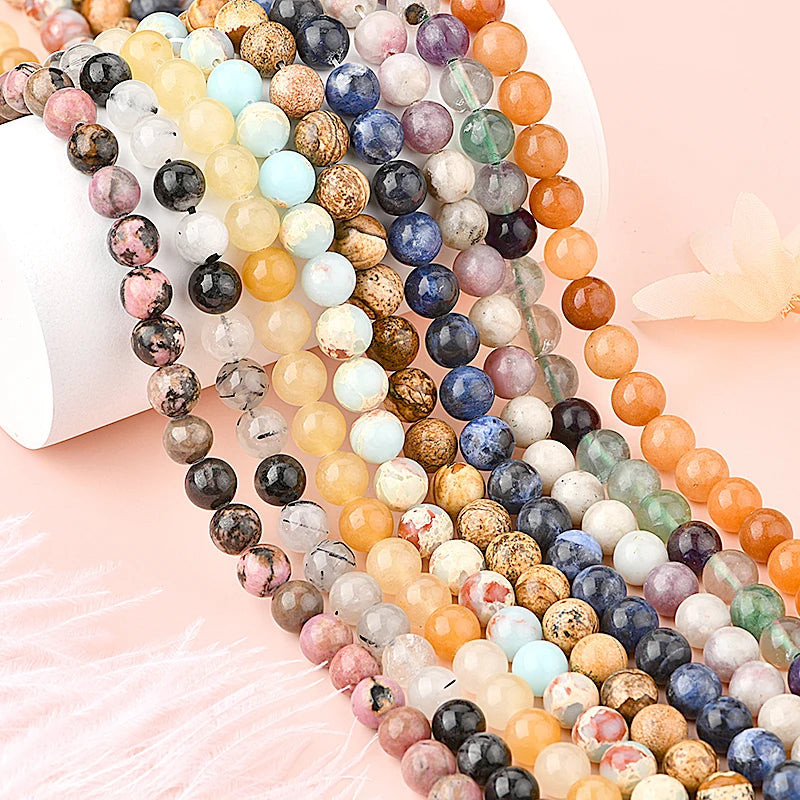 Wholesale Luxury Natural Round Gemstone Gray Moonstone Fengshui Stone Healing Crystal Loose Beads for Bracelet Making