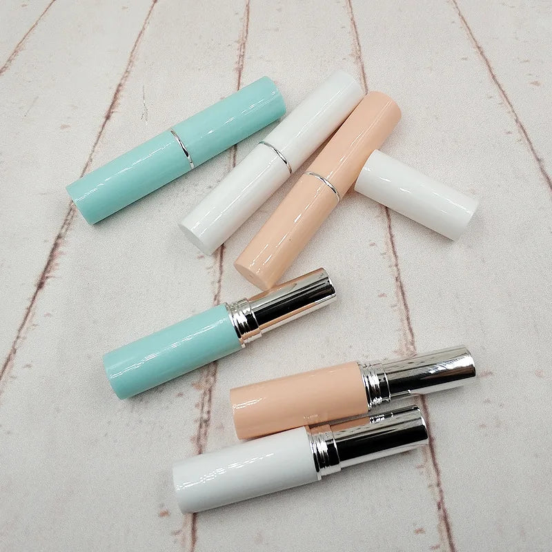 3ml White ABS Plastic Lip Balm Lipstick Packaging Tube Screw/Flip Cap Glossy Finish High-quality Silver-plated DIY Cosmetic 16mm